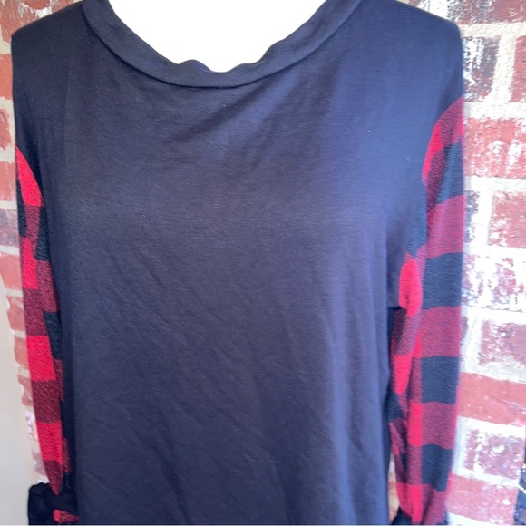 143 story black red check boutique sleeve long M - Picture 7 of 15